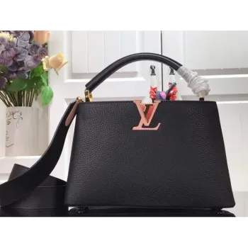 LV M48865 Louis Vuitton Capucines MM Handbag Black Red