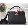 LV M48865 Louis Vuitton Capucines MM Handbag Black Red