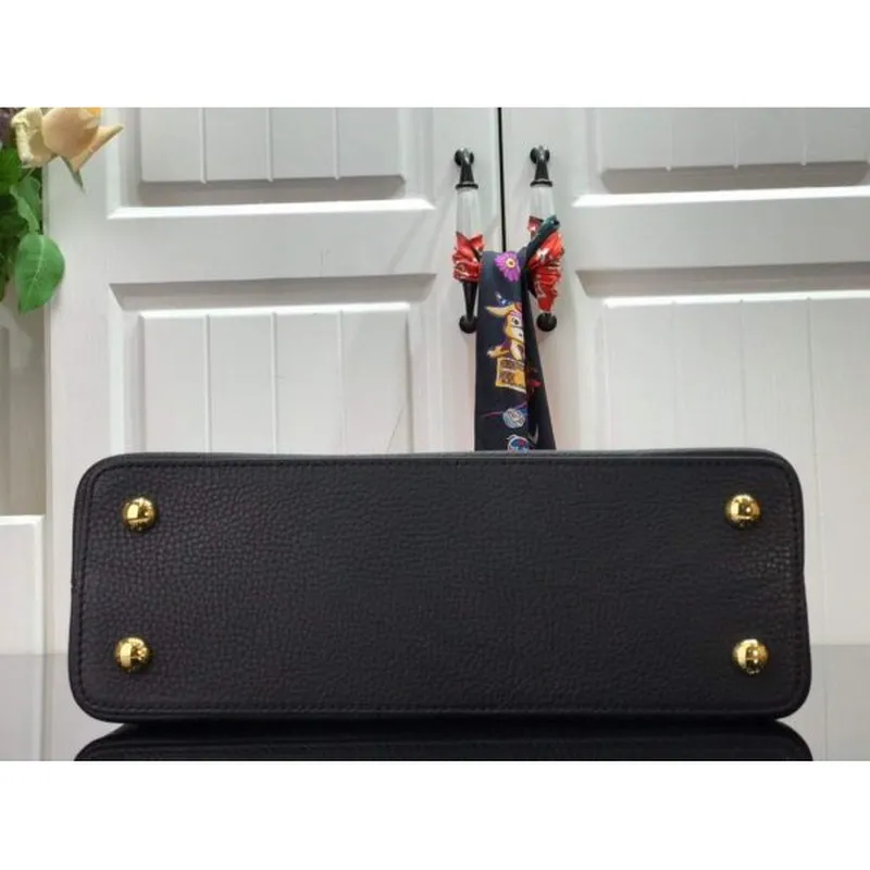 LV M48865 Louis Vuitton Capucines MM Handbag Black Red