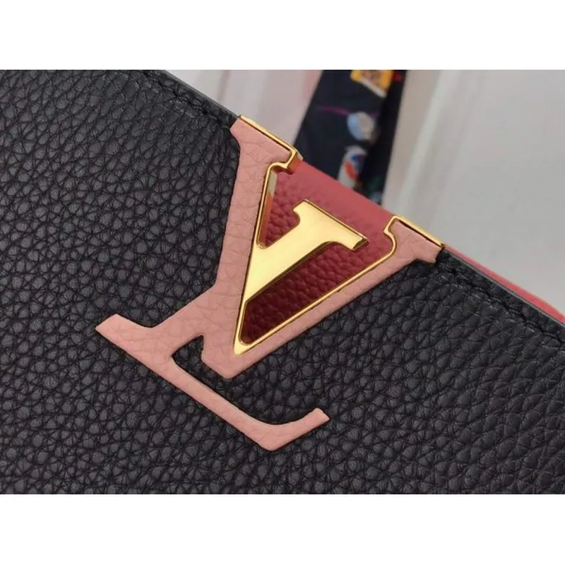LV M48865 Louis Vuitton Capucines MM Handbag Black Red