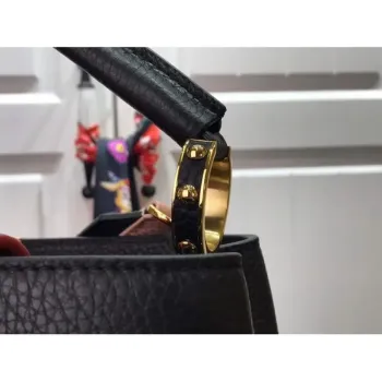 LV M48865 Louis Vuitton Capucines MM Handbag Black Red