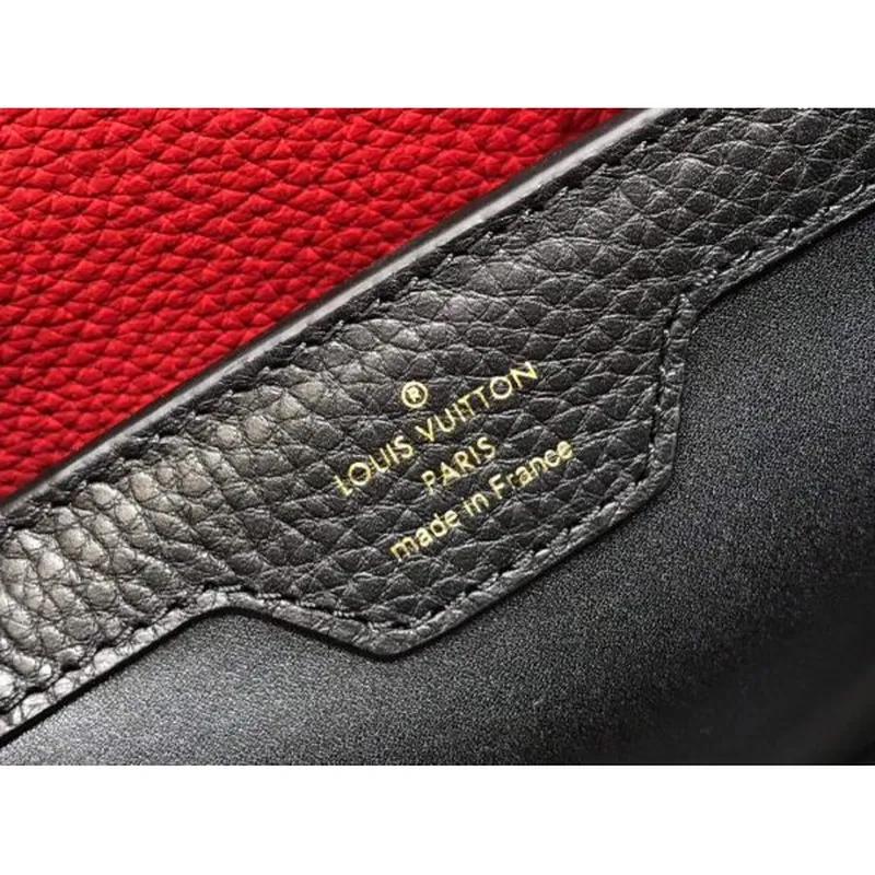 LV M48865 Louis Vuitton Capucines MM Handbag Black Red