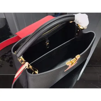 LV M48865 Louis Vuitton Capucines MM Handbag Black Red