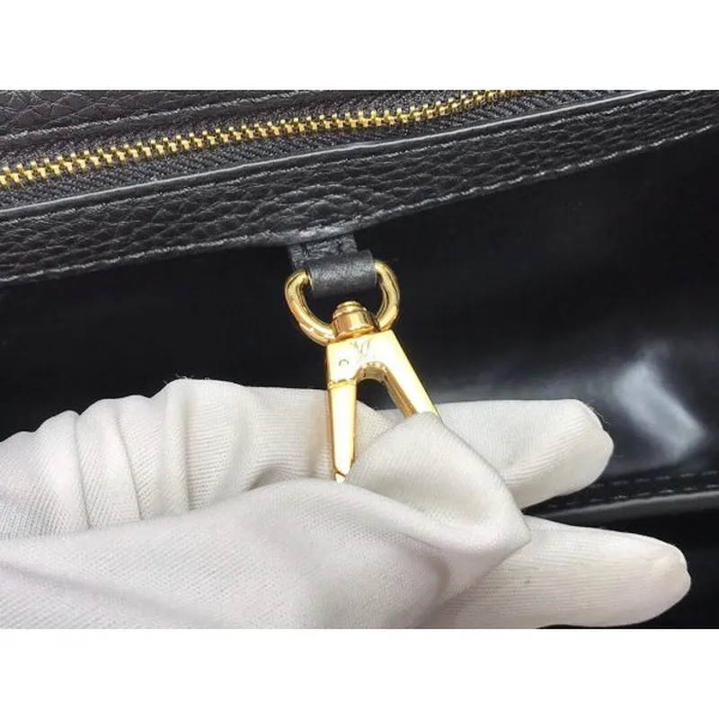 LV M48865 Louis Vuitton Capucines MM Handbag Black Red