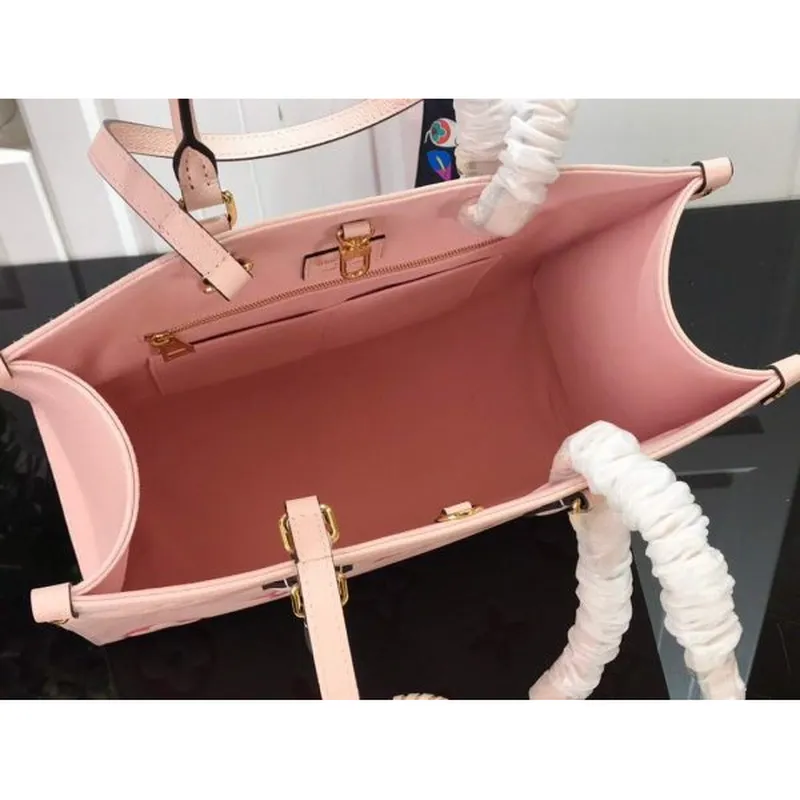 LV M45717 Louis Vuitton Onthego MM Handbag Cream/Saffron