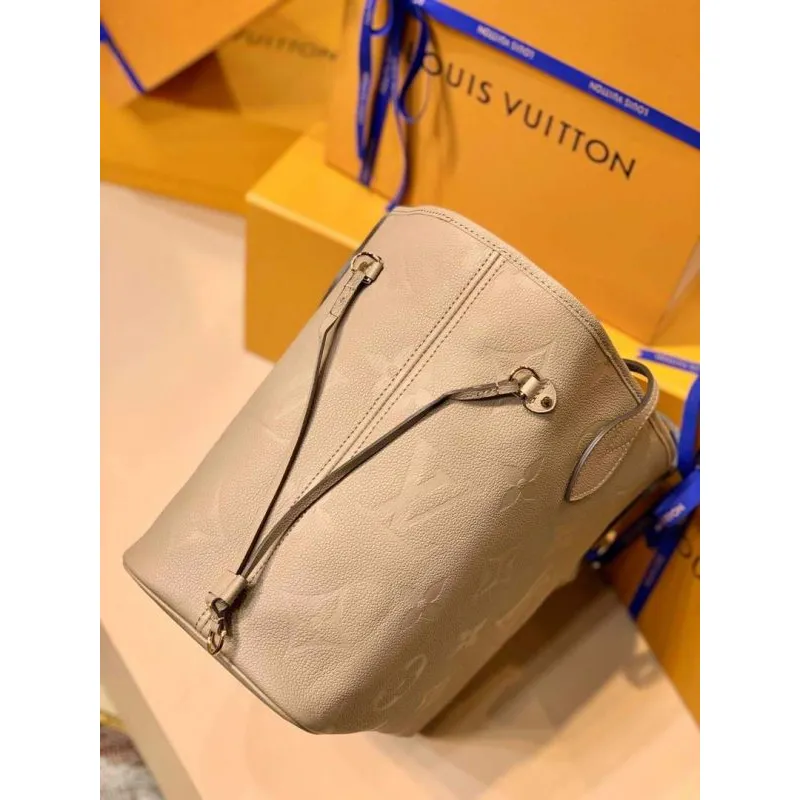 LV M45686 Louis Vuitton Neverfull MM M45685 Bag Embossed Cowhide Leather
