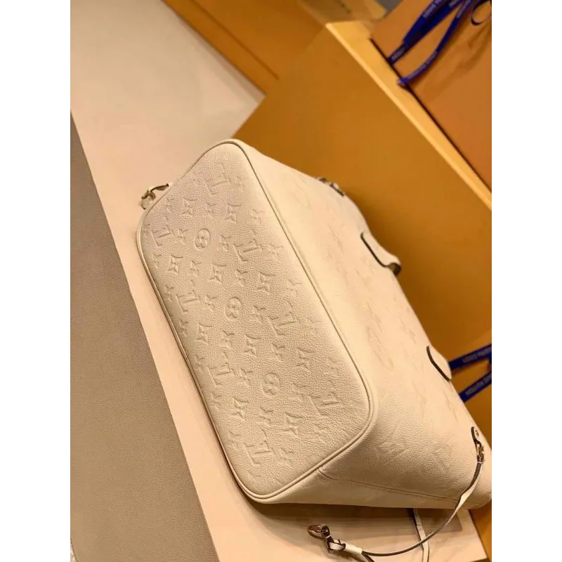 LV M45684 Louis Vuitton Neverfull MM M45686 Bag Embossed Cowhide Leather