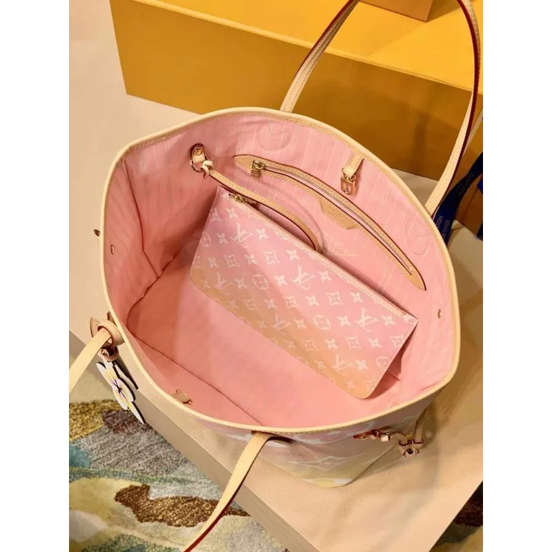 LV M45680 Louis Vuitton Neverfull MM Bag Pink