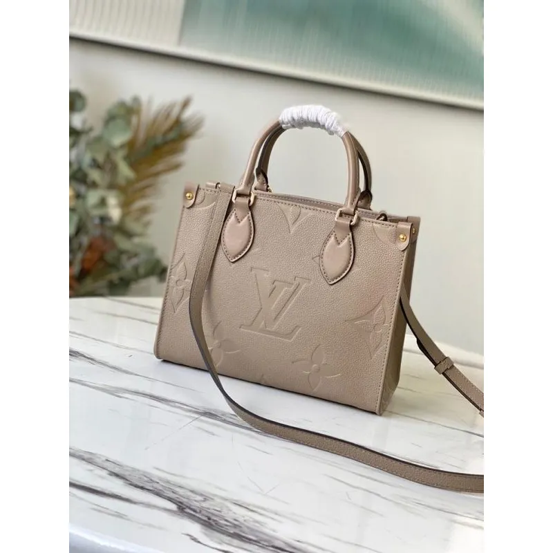 LV M45653 Louis Vuitton Onthego Pm Tote M45660 Bag Beige and Gray