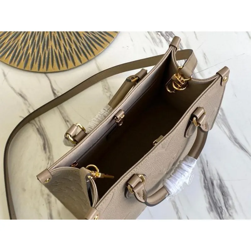 LV M45653 Louis Vuitton Onthego Pm Tote M45660 Bag Beige and Gray