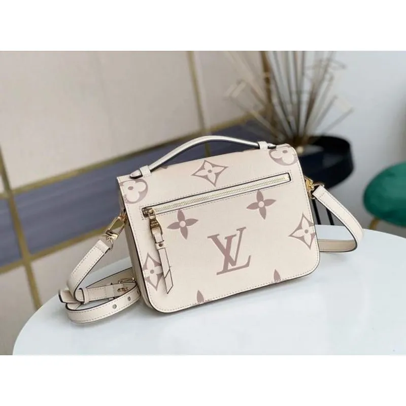 LV M45596 Louis Vuitton M45773 Pochette Metis Bag Cream and Rose Pink