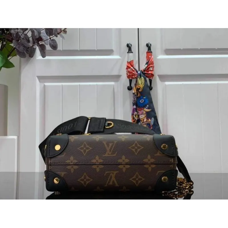 LV M45571 Louis Vuitton Petite Malle Souple Bag Monogram Black