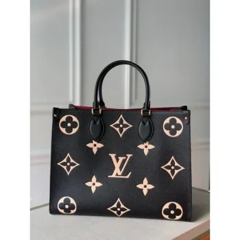 LV M45495 Louis Vuitton ONTHEGO MM Bag M45494 Black and Beige