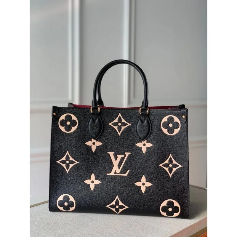 LV M45495 Louis Vuitton ONTHEGO MM Bag M45494 Black and Beige