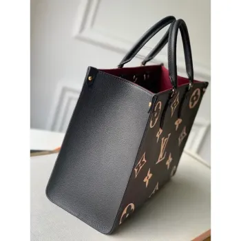 LV M45495 Louis Vuitton ONTHEGO MM Bag M45494 Black and Beige