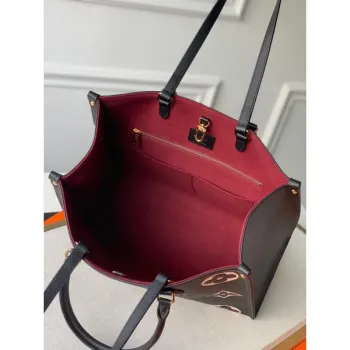 LV M45495 Louis Vuitton ONTHEGO MM Bag M45494 Black and Beige