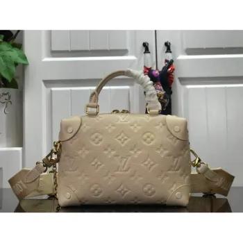 LV M45394 Louis Vuitton Petite Malle Souple Bag M45393 Leather Cream