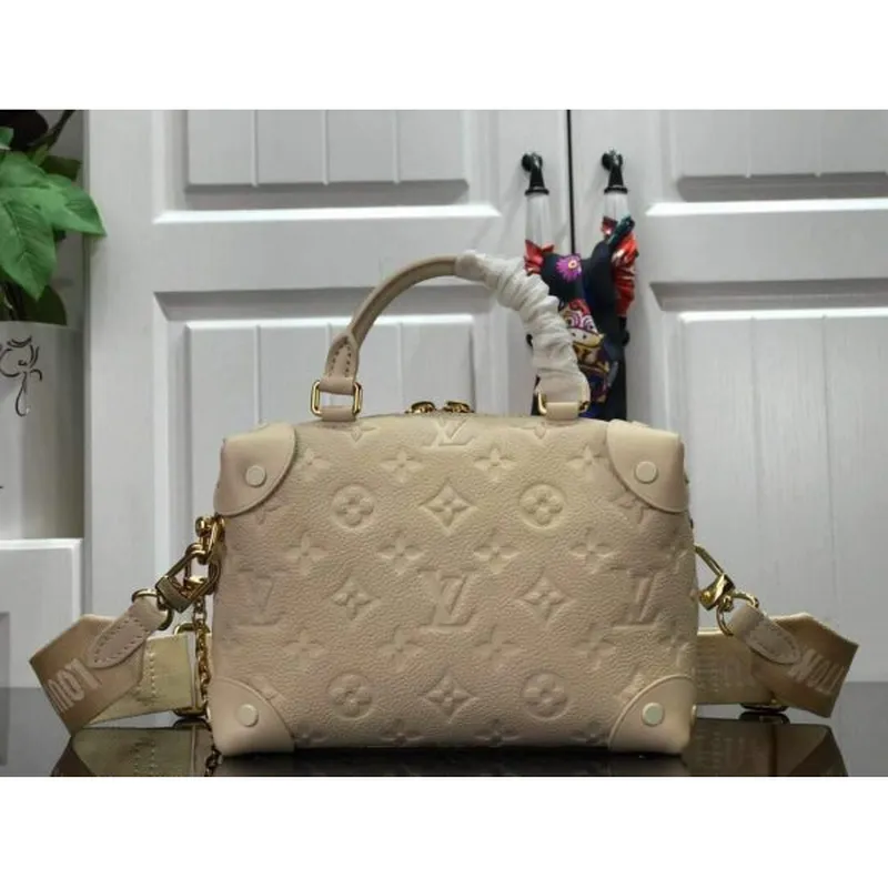 LV M45394 Louis Vuitton Petite Malle Souple Bag M45393 Leather Cream