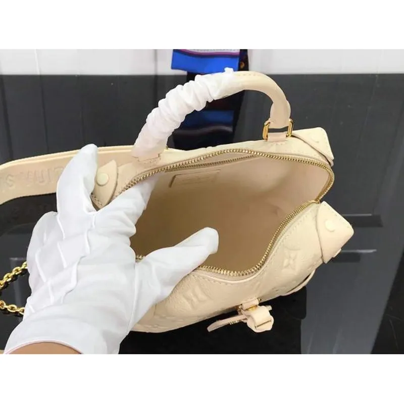 LV M45394 Louis Vuitton Petite Malle Souple Bag M45393 Leather Cream