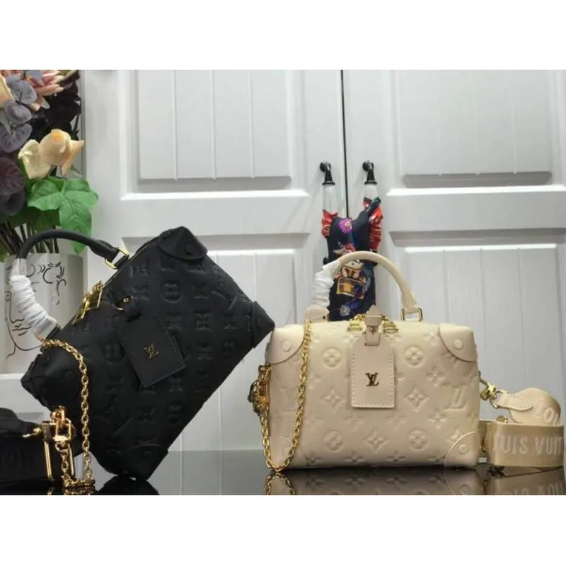 LV M45394 Louis Vuitton Petite Malle Souple Bag M45393 Leather Cream