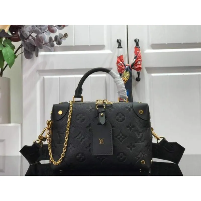 LV M45393 Louis Vuitton Petite Malle Souple Bag M45394 Leather Black