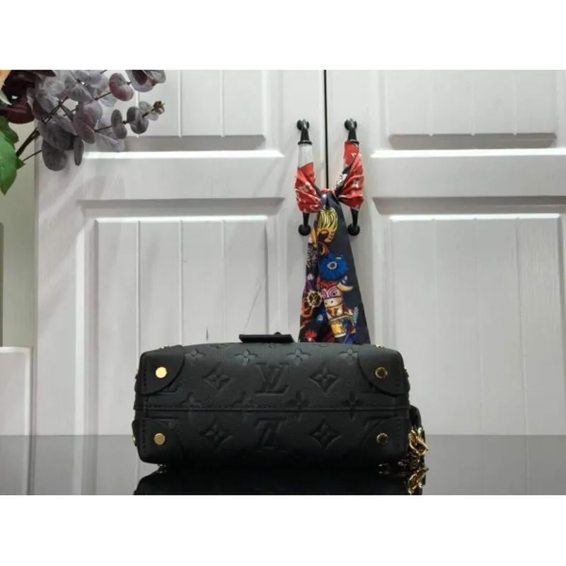 LV M45393 Louis Vuitton Petite Malle Souple Bag M45394 Leather Black