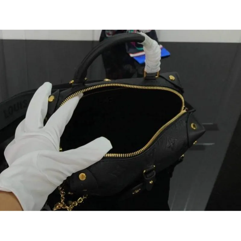 LV M45393 Louis Vuitton Petite Malle Souple Bag M45394 Leather Black