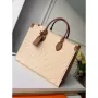 LV M45040 Louis Vuitton Onthego Giant Monogram Leather Medium Tote Bag Cream