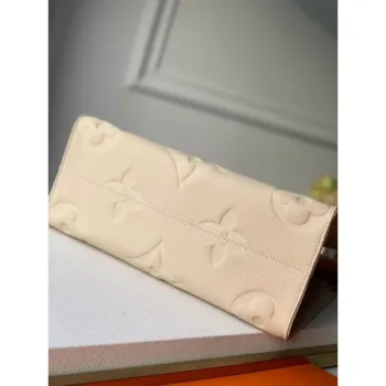 LV M45040 Louis Vuitton Onthego Giant Monogram Leather Medium Tote Bag Cream