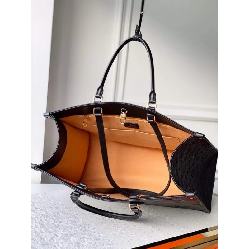 LV M44925 Louis Vuitton Onthego GM M45595 Bag Monogram Empreinte Leather Black