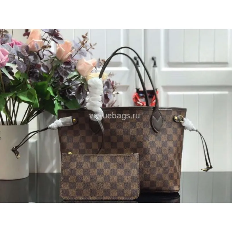 LV M41359 Louis Vuitton Neverfull PM Damier Ebene M41245 Bag Red