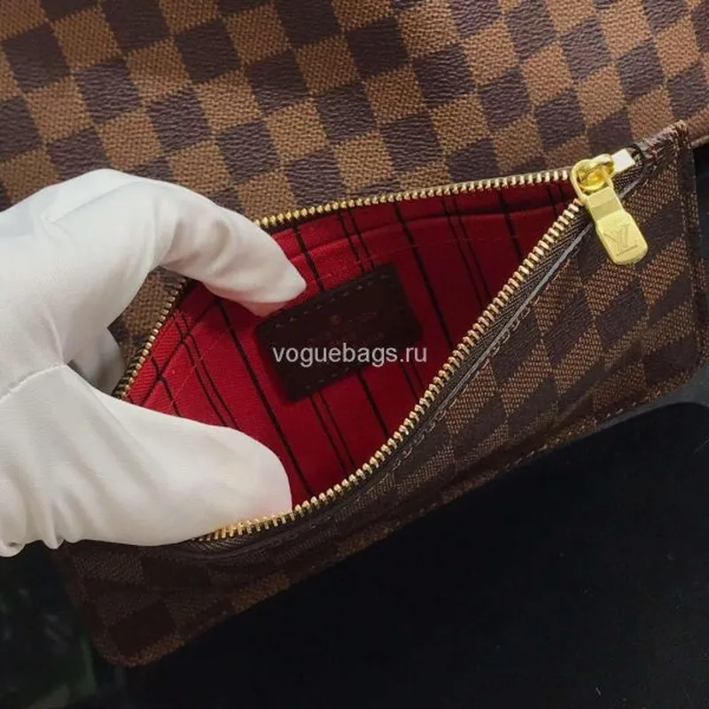 LV M41359 Louis Vuitton Neverfull PM Damier Ebene M41245 Bag Red