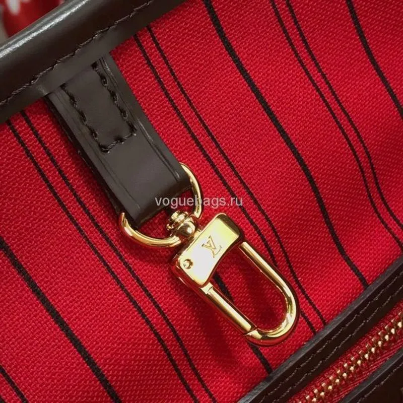 LV M41359 Louis Vuitton Neverfull PM Damier Ebene M41245 Bag Red