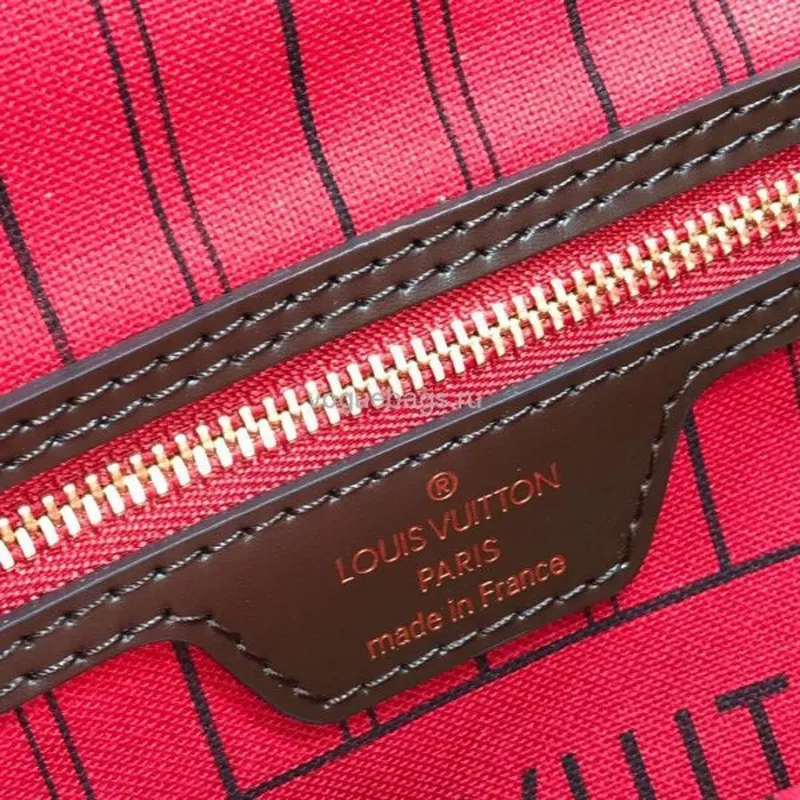 LV M41359 Louis Vuitton Neverfull PM Damier Ebene M41245 Bag Red