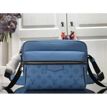 LV M30242 Louis Vuitton Outdoor Messenger Taiga Leather Blue