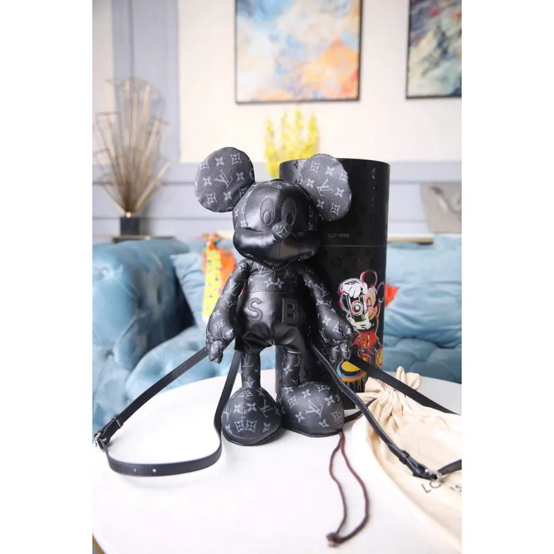 LV Louis Vuitton X Mickey Mouse Plush Thing Bag Monogram Black