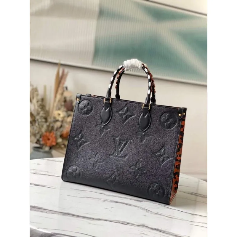 Louis Vuitton M58522 LV M58521 OnTheGo MM Monogram Empreinte Tote Bag Black