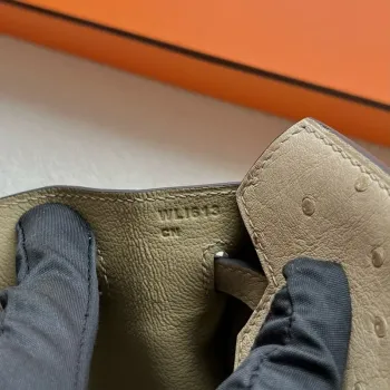 Hermes Birkin 25 Retourne Handmade Bag In Trench Ostrich Leather