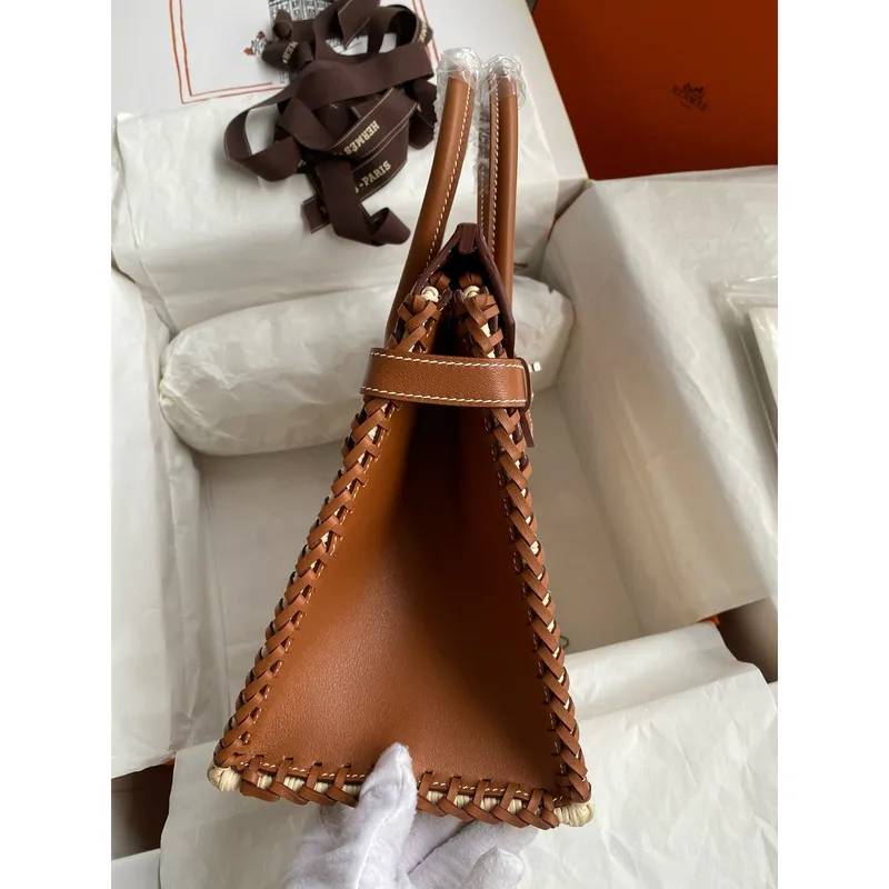 Hermes Picnic Birkin 30 Bag in Wicker with Barenia Leather