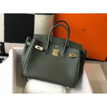 Hermes Vert Fonce Clemence Birkin 30cm Bag GHW