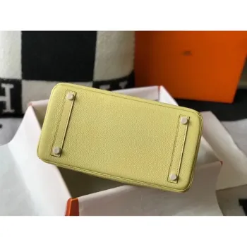 Hermes Jaune Poussin Clemence Birkin 30cm Bag