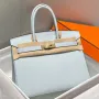 Hermes Birkin 30cm Bag In Blue Brume Clemence Leather GHW