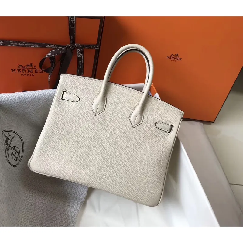 Hermes Birkin 25cm Bag In Beton Clemence Leather