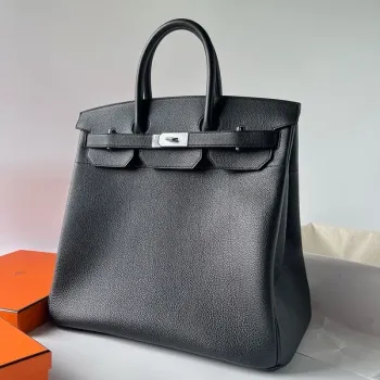 Hermes HAC Birkin 40 Handmade Bag in Black Clemence Leather