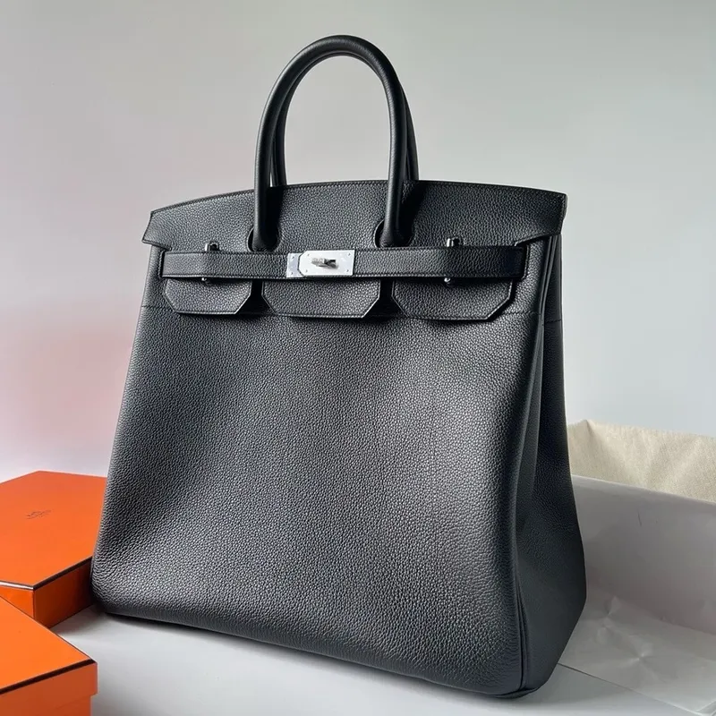 Hermes HAC Birkin 40 Handmade Bag in Black Clemence Leather
