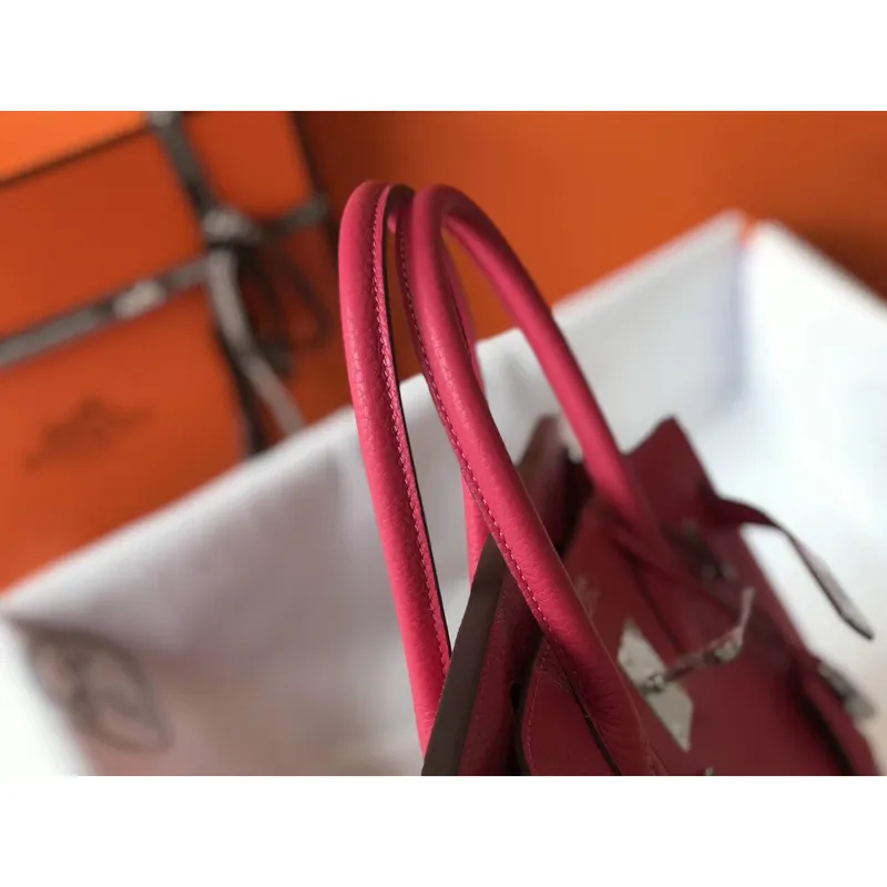Hermes Rose Red Clemence Birkin 30cm Bag