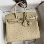 Hermes Birkin 25 Retourne Handmade Bag In Parchemin Ostrich Leather