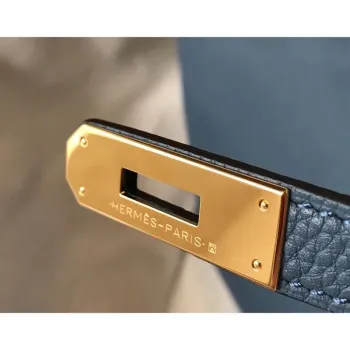 Hermes Blue Agate Clemence Birkin 30cm Bag