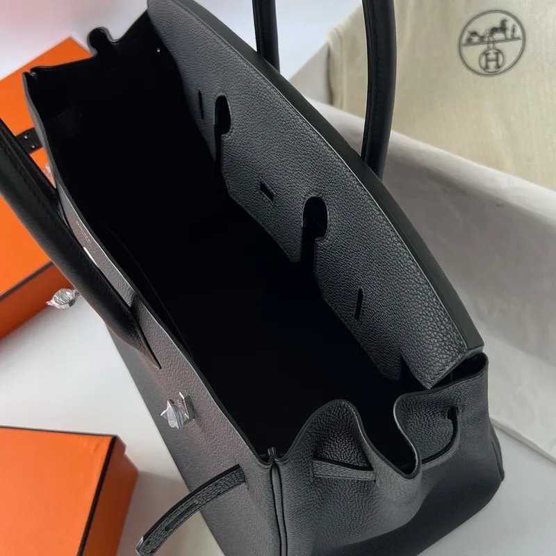 Hermes Birkin 35 Retourne Handmade Bag in Black Clemence Leather