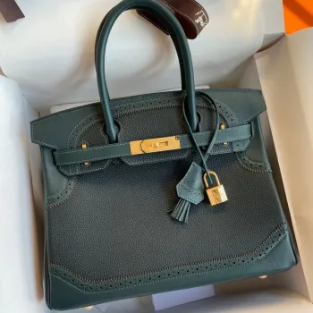 Hermes Ghillies Birkin 30cm Limited edition Bag In Black Calfskin